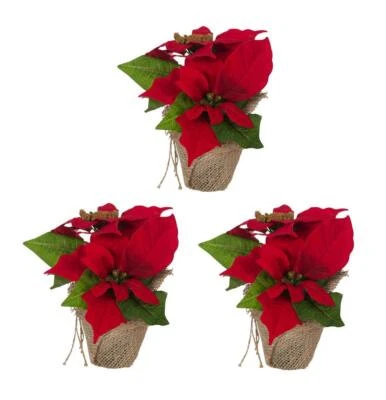 Küntslicher Weihnachtsstern Rot 3 Stück Christstern Poinsettie Kunstblume Deko - Bild 1 von 4