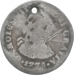 1778 Mo Mexico 1/2 Real Shipwreck Coin Holed 1.3g *9587 - Picture 1 of 3