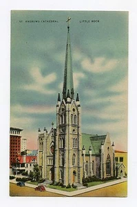 Postal de lino de la Catedral de San Andrés en Little Rock, Arkansas - Imagen 1 de 2