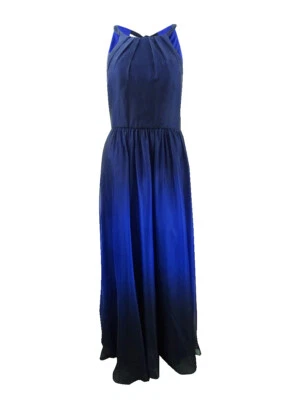 Betsy & Adam Women's Ombre Chiffon Halter Gown (10, Navy/Royal) - Image 1 of 2