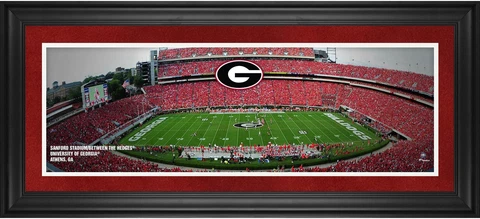 Georgia Bulldogs Frmd 10" x 30" Sanford Stadium/Between the Hedges Pano Photo Cover