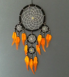 Dream Catcher Orange Black Dreamcatcher Boys Girls 16cm x 40cm STUNNING ITEM - Picture 1 of 4