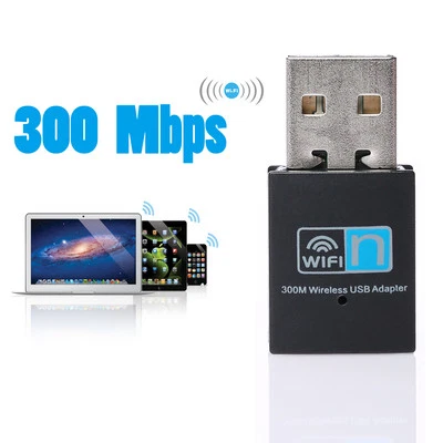 Mini WiFi WLAN Wireless Adapter USB 2.0 Stick Dongle 300 Mbit IEEE 802.11b/g/n - Bild 1 von 4