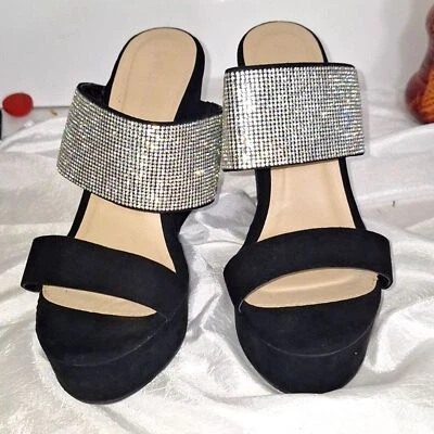 Sandalia Wild Diva para mujer cuñas negras noche estrás sin cordones oficina sirena 10 Foto 1 de 4