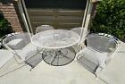 1960s Vintage Meadowcraft Table with 4 Barrel Back Armchairs Patio Set