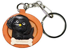Toy Poodle Black 3D Leather Dog plate Keychain/Charm *VANCA* Made in Japan#26548