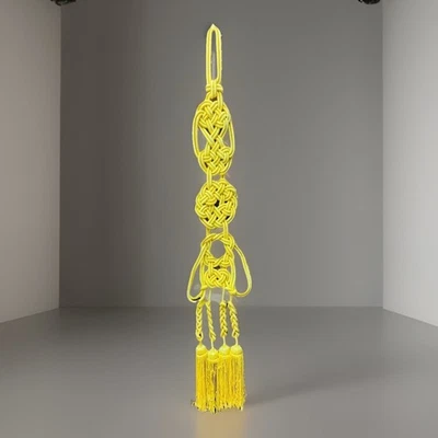 Borla de nudo chino colgante de pared amuleto de la suerte decoración cordón trenzado amarillo Foto 1 de 4