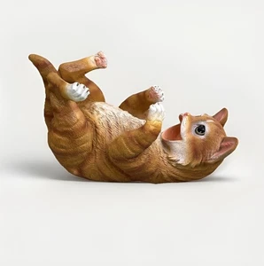 Tipsy Thirsty Feline Drinking Orange Tabby Kitty Cat Wine Bottle Holder Figurine - Picture 1 of 6