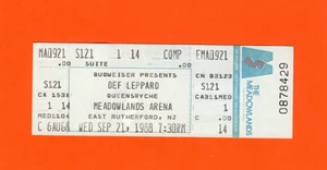 1988 Def Leppard, Queensryche Unused Concert Ticket, East Rutherford, NJ - Picture 1 of 1