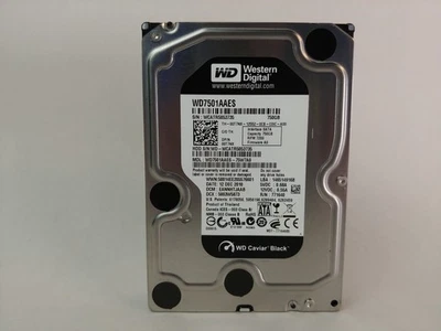 Lot of 2 Western Digital WD Black WD7501AAES 750 GB 3.5" SATA II Hard Drive - Image 1 of 3