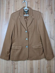 Eddie Bauer Wool Angora Jacket Womens Medium Tall Brown Blazer Single Breasted - Picture 1 of 15
