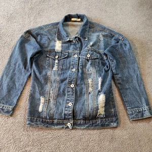 Yu & Me Jacke/Mantel Damen UK S 8 Blau Denim Ripped On Trend Lagenlook - Bild 1 von 15