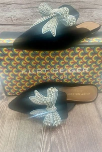 Kurt Geiger London Olive Bow Slide Flat Shoes Velvet UK3 RRP £189 New - Picture 1 of 7