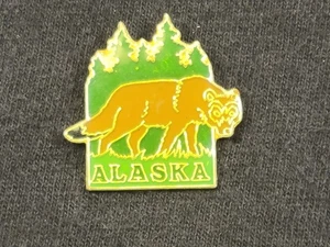 SPILLA VINTAGE DA COLLEZIONE ALASKA - LUPO DI LEGNO - Foto 1 di 2