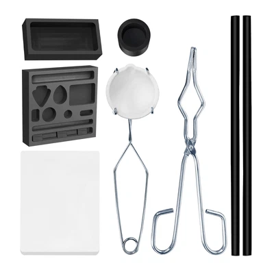9PCS Graphite Ingot Crucible Mold Set Torch Melting Tools Kit for Gold Silver - Image 1 of 4