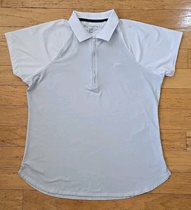 Peter Millar Golf Polo Shirt Women Large Light Gray/White 1/4 Quarter Zip Tech - Picture 1 of 9
