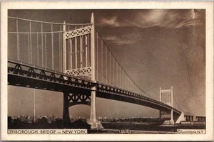 Postal vintage de la ciudad de Nueva York de los años 30 "TRIBOROUGH BRIDGE" Lumitone / SIN USAR - Imagen 1 de 2