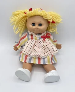Interpur süße Cousins Puppe Vinyl Garn blond blaue Augen Streifen Kleid Vintage 10 Zoll - Bild 1 von 10