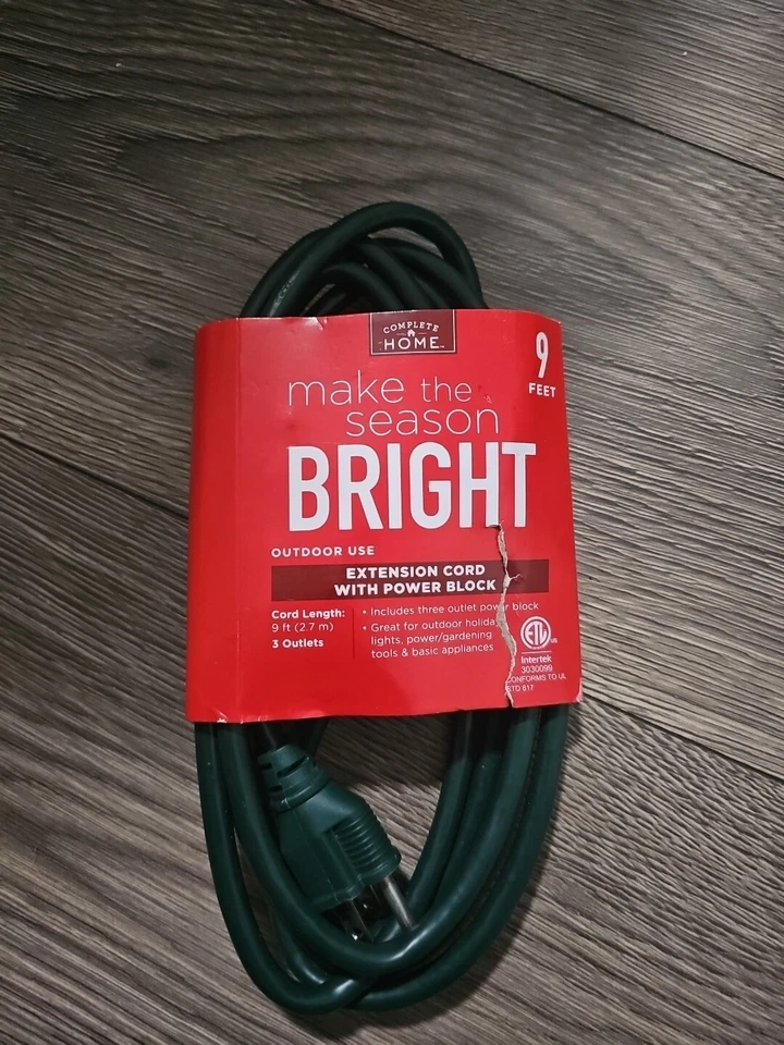 Make the Season Bright Extension Cord W/ Power Block 9 Feet 3 Outlets 3-pack - Image 1 of 1