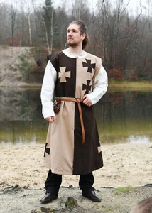 Gefütterter Mittelalter Wappenrock mit Tatzenkreuzen, braun - Bild 1 von 6