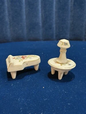 Lote de diorama vintage de diorama de cerámica en miniatura para casa de muñecas para piano Foto 1 de 4