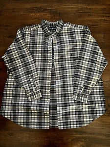 Polo Ralph Lauren Shirt Long Sleeve Button Down Plaid Black White Size 4XLT - Picture 1 of 8