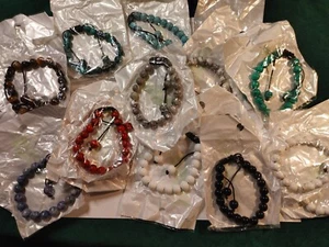 NATURAL GEMSTONE MACRAME ADJUSTABLE BRACELET - Picture 1 of 14