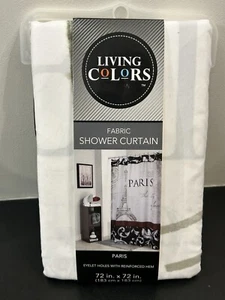 Living Colors Fabric Shower Curtain Paris 72in x 72in - Picture 1 of 3