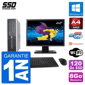 PC HP 6305 Pro SFF Ecran 22" AMD A4-5300B RAM 8Go SSD 120Go Windows 10 Wifi - Imagen 1 de 8
