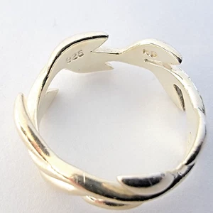 Vintage MG Designer Signed Olive Leaf Branch Sterling Silver 925 Ring Band (5.8) - Picture 1 of 9
