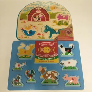 NEW! Melissa and Doug Sound Puzzle Farm Animals 8 Piece + Animal Barnyard Puzzle - Picture 1 of 11