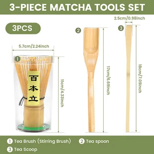 3Pcs Japanese Matcha Whisk Set Handmade Bamboo Whisk Traditional Matcha} - Picture 1 of 12