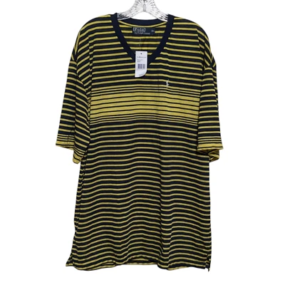 VTG Polo Ralph Lauren Shirt Mens 3XL Yellow Stripe V-Neck Mesh Pony Logo NWT $79 - Image 1 of 4