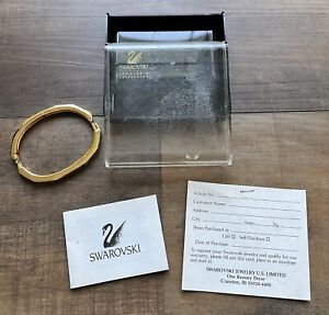 Swarovski Crystal Gold Tone Hinged Bangle Bracelet-See Description