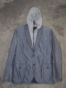 HUGO BOSS Jacket Adult 44R Gray Combo Removable Hoodie Button Zip Casual Mens - Picture 1 of 11