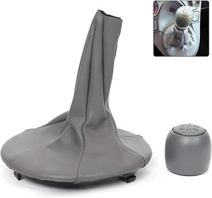 Pomo de palanca de cambios + bota de palanca de cambios para Fiat 500 500C 07-13 Panda 03-12 gris - Imagen 1 de 8