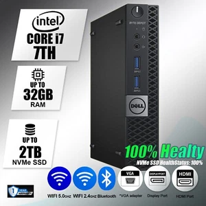 DELL Micro Desktop Computer PC i7 7TH,Up to 32GB RAM 1TB SSD, Windows 10/11 WiFi - Picture 1 of 5