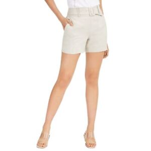 INC NEW Women's Toad Stool Linen Belted Pull On Khakis Chinos Shorts XL TEDO