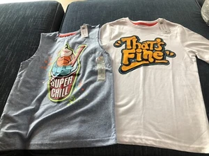 NEW 365 Kids Boys Size 10 Blue Tank Top & Short Sleeve White T-Shirt - Picture 1 of 6
