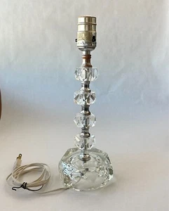 Mid-Century Table Lamp of Stacked Clear Glass, Five Sections w/ Plastic Spacers - Picture 1 of 12