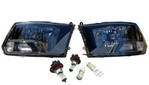 JUEGO DE FAROS MARCADORES LATERALES TRANSPARENTES CARCASA NEGRA PARA CAMIONETA DODGE RAM 2009-18 - Imagen 1 de 3