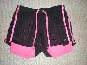 Junior's Champion Mesh Shorts Black w/ Pink Built-In Women's Clothing Size Small