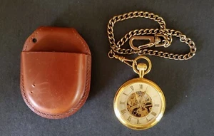 Majestron Vintage Gold Tone Skeleton Pocket Watch 17 Jewels - Picture 1 of 5
