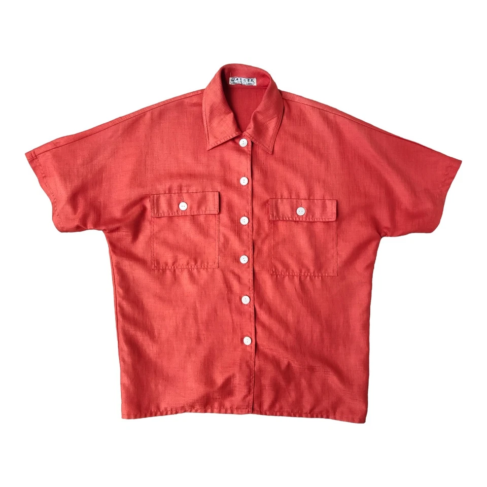 ВИНТАЖНЫЙ JAEGAR ЖЕНЩИН НА ПУГОВИЦАХ ВЕРХНИЙ ОРАНЖЕВЫЙ СДЕЛАНО В ВЕЛИКОБРИТАНИИ - Изображение 1 из 4