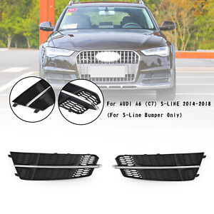 Front Bumper Lower Grill Grill for Audi A6 C7 S-Line 2016-2018 Black Chrome