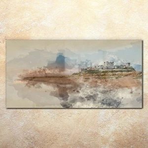 Glasbilder Wandbild Druck auf Glas 140x70 Bild Gemälde Aquarell Hamburg Schloss - Bild 1 von 7