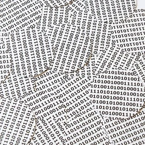 Sequin Round 1.5" Black White Binary Tech Code Print Out Opaque - Picture 1 of 1