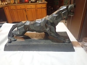 Cast Iron METAL SCULPTURE CUBISM ABSTRACT FIGURE Panther Style of A. Notari - Picture 1 of 18