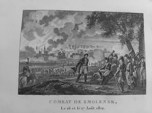NAPOLEON RUSSIE COMBAT DE SMOLENSK 1812 GRAVURE EAU FORTE EMPIRE N03 - Picture 1 of 2