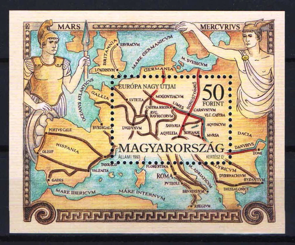 Hungary 1993. Europa famous ways sheet MNH (**) MI.: Block 228. - Image 1 of 1